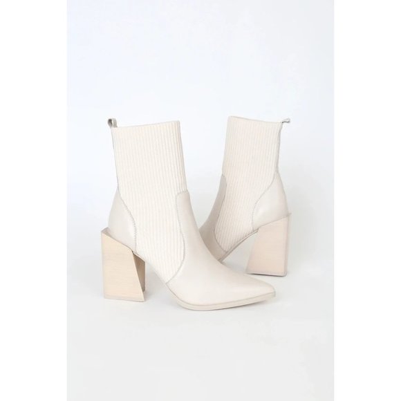 Steve Madden Tackle Sock Bootie in Bone Leather Size 6.5 With Box - Picture 14 of 15